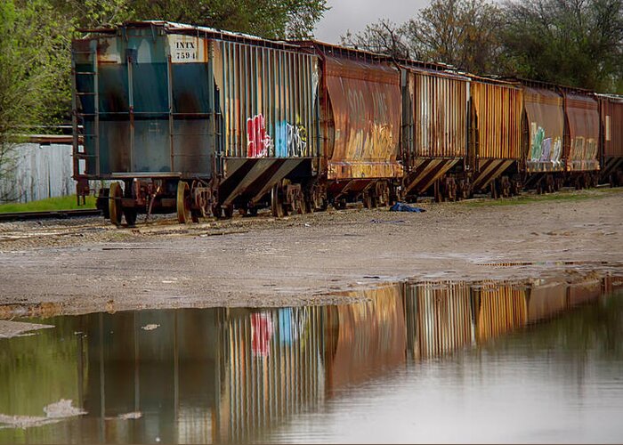 Train Greeting Card featuring the photograph Train Reflection 2 by Debby Richards