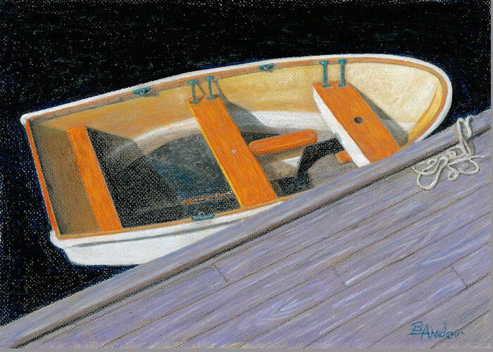 Row Boat Greeting Card featuring the pastel Transport Awaits by Brent Ander