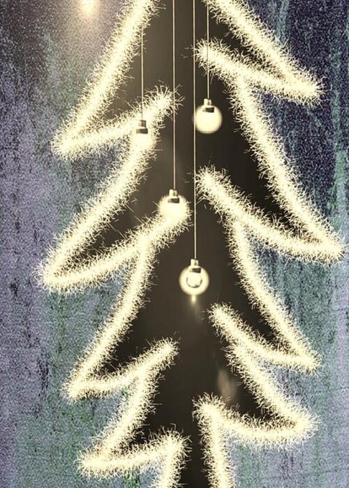 Christmas Greeting Card featuring the digital art Tree and Lights by Auranatura Art