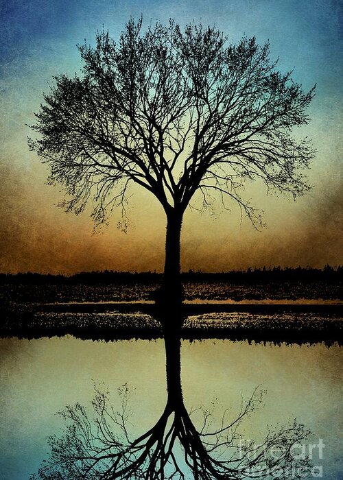 Tree Greeting Card featuring the digital art Tree Silhouette Design 178 by Lucie Dumas