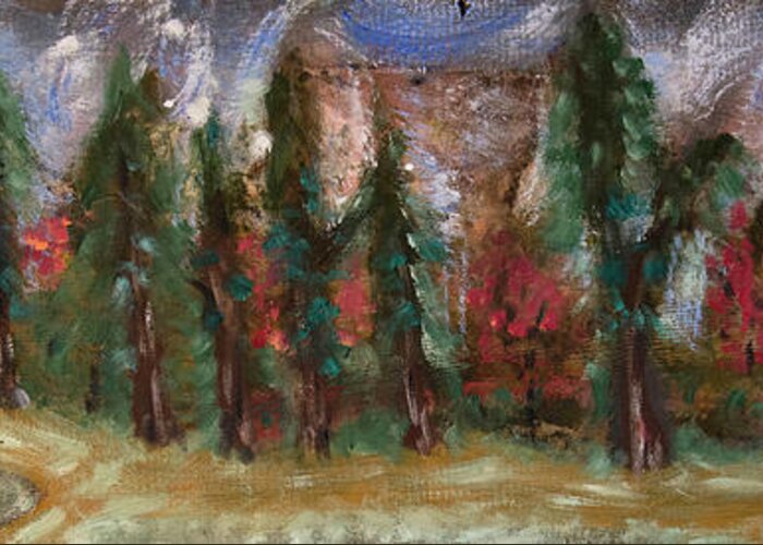  Greeting Card featuring the painting Trees in the Forest by David McCready