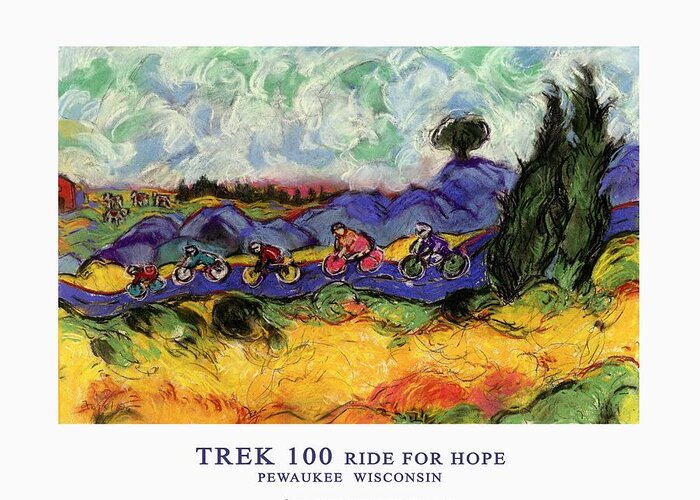 Cycling Greeting Card featuring the drawing Trek 100 poster by Mykul Anjelo