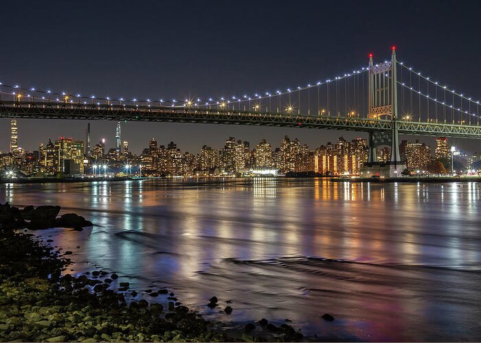 Triboro Bridge Greeting Card featuring the photograph Triboro Bridge at Dusk by Cate Franklyn
