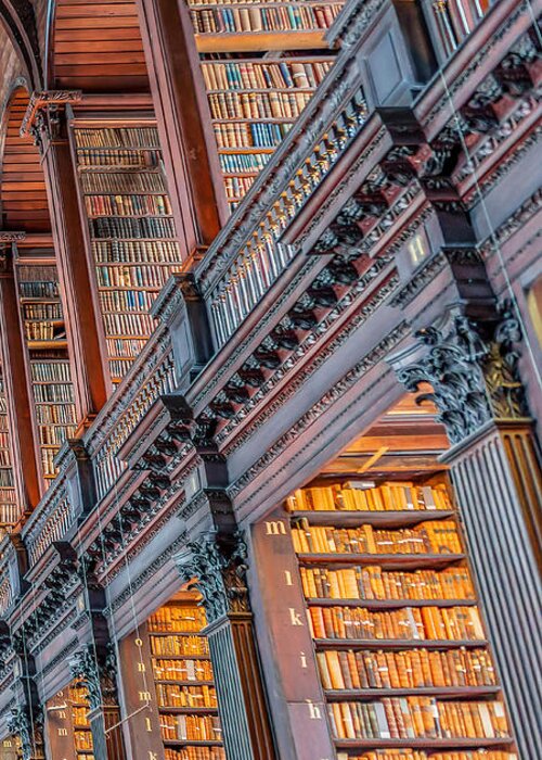 Library Greeting Card featuring the photograph Trinity college library Dublin Triptych part 3 by Delphimages Photo Creations