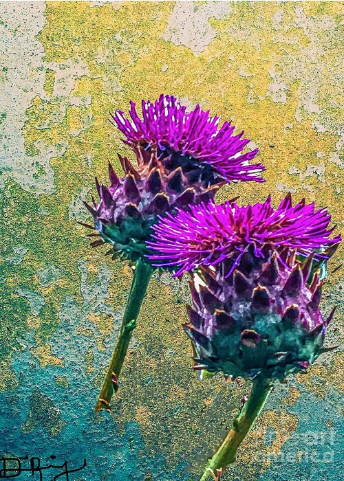 Thistles Greeting Card featuring the digital art Trinity by Denise Railey