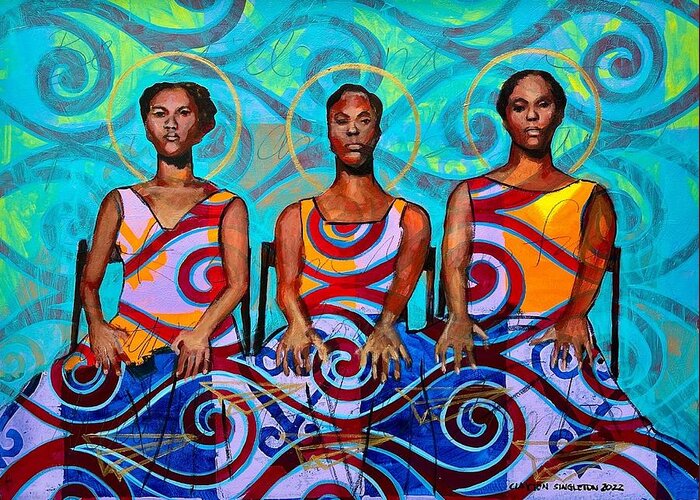  Greeting Card featuring the painting Trinity of Dreams by Clayton Singleton