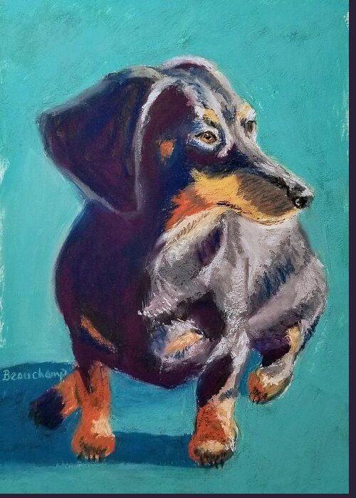 Dachshund Greeting Card featuring the pastel Trixie Baby by Nancy Beauchamp
