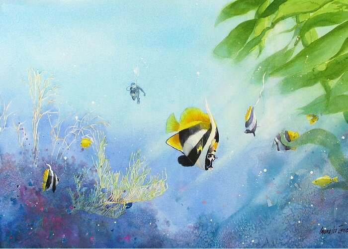 Watercolor Painting Greeting Card featuring the painting Tropical Fantasy IV by Laura Lee Zanghetti