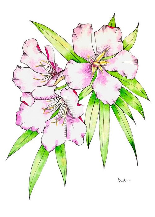 Tropical Greeting Card featuring the painting Tropical Flower in Opera Rose by Catherine Bede