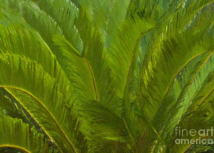 Tropical Greeting Card featuring the painting Tropical Sago Palm by Dale Powell