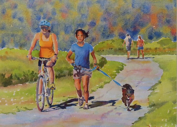 Summer Greeting Card featuring the painting Trotting at Lemoine Point by David Gilmore