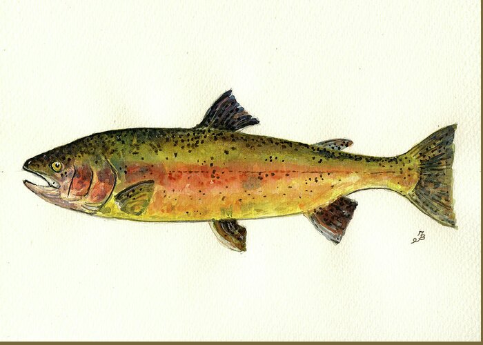 Trout Greeting Card featuring the painting Trout fish by Juan Bosco