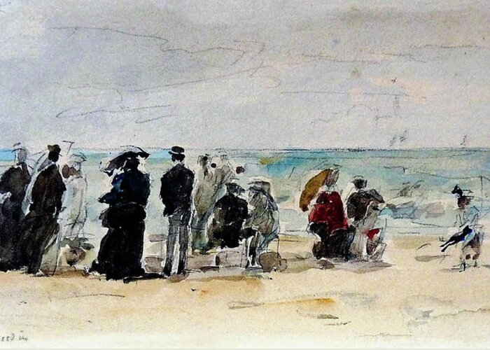 Trouville Greeting Card featuring the painting Trouville - Digital Remastered Edition by Eugene Louis Boudin