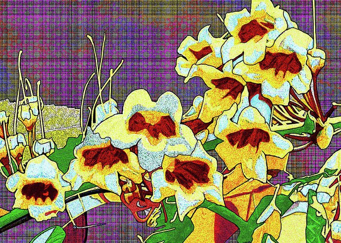 Macon Greeting Card featuring the digital art Trumpet Flowers At Ocmulgee by Rod Whyte