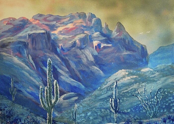 Tucson Greeting Card featuring the painting Tucson Winter Landscape by Chance Kafka