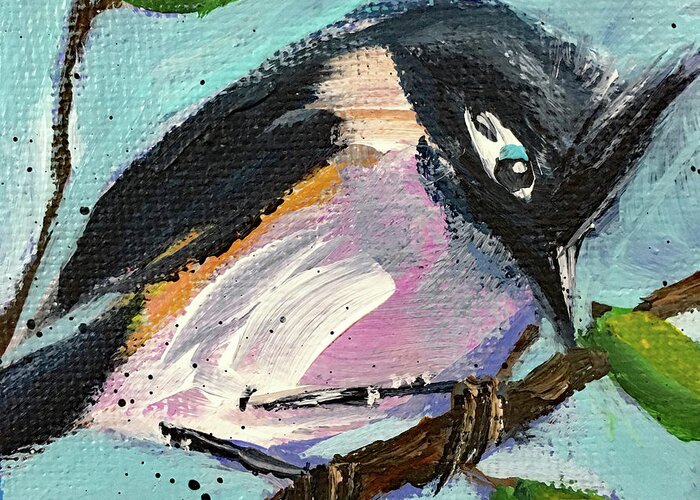 Titmouse Greeting Card featuring the painting Tufted Titmouse by Roxy Rich