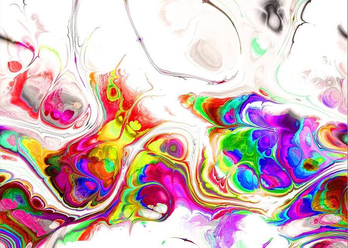 Colorful Greeting Card featuring the digital art Tukiyem - Funky Artistic Colorful Abstract Marble Fluid Digital Art by Sambel Pedes