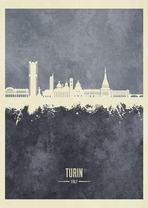 Turin Greeting Card featuring the digital art Turin Italy Skyline #35 by Michael Tompsett