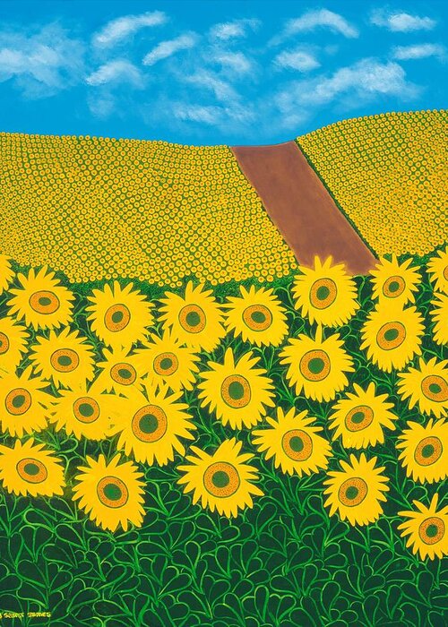 Sunflowers Greeting Card featuring the painting Tuscan Sunflowers by Synthia SAINT JAMES