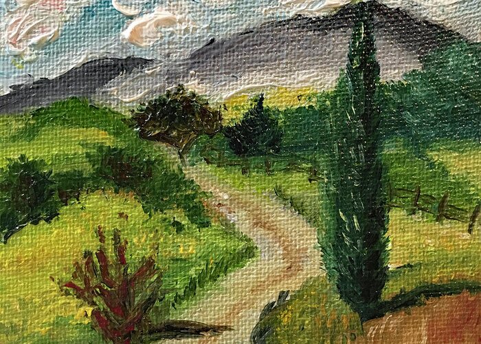 Tuscany Greeting Card featuring the painting Tuscan Winding Road by Roxy Rich