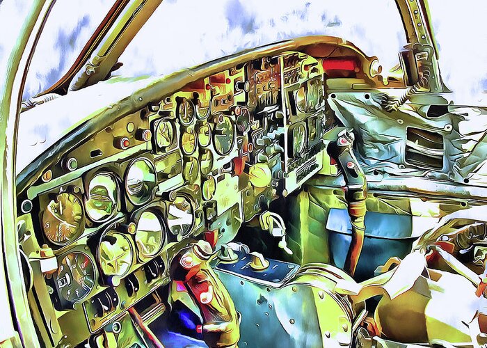 T-37 Greeting Card featuring the mixed media Tweet Cockpit by Christopher Reed