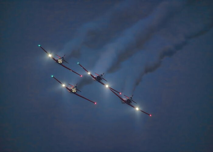 Aircraft Greeting Card featuring the photograph Twilight Air Show - WOW 2023 - 2 by Dale Kauzlaric