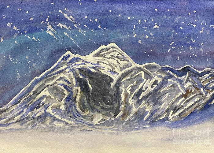 Mt Baker Greeting Card featuring the painting Twilight Mountain by Lisa Neuman