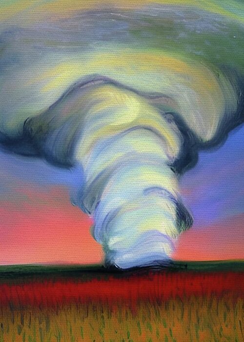 Tornado Greeting Card featuring the painting Twilight Tornado by Ally White