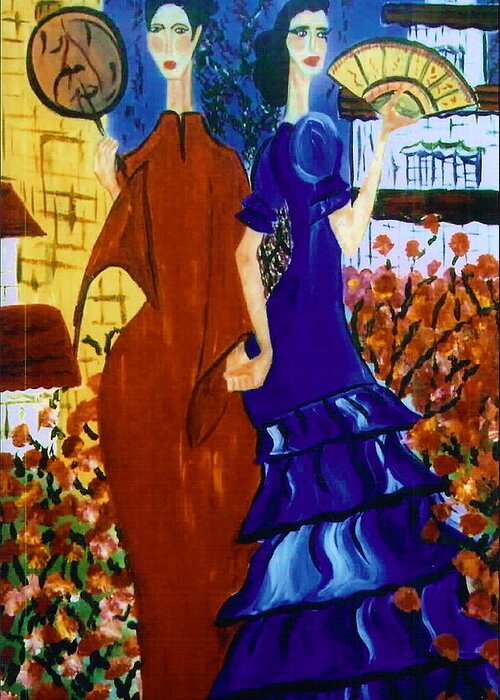  Greeting Card featuring the painting Two Hemisphers by Lorena Fernandez