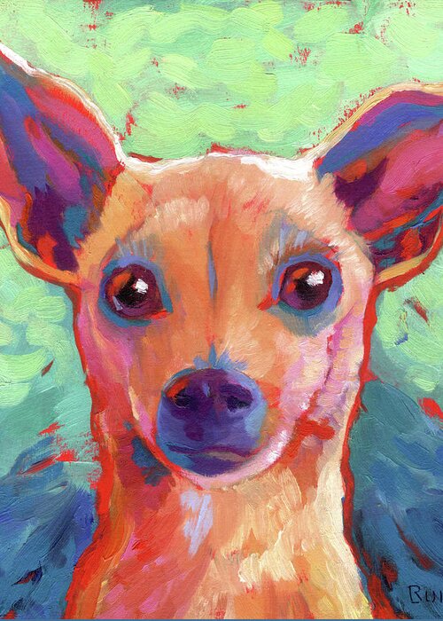 Dog Greeting Card featuring the painting Twyla Chihuahua by Linda Ruiz-Lozito