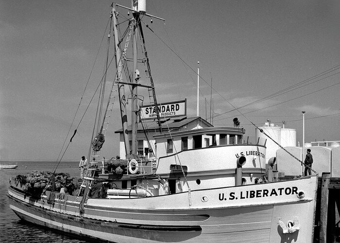 U. S. Greeting Card featuring the photograph U. S. Liberator, Sal Colleto Skipper, Monterey, Calif., Circa 1947, by Monterey County Historical Society