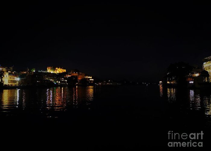 India Greeting Card featuring the photograph Udaipur night by Jarek Filipowicz