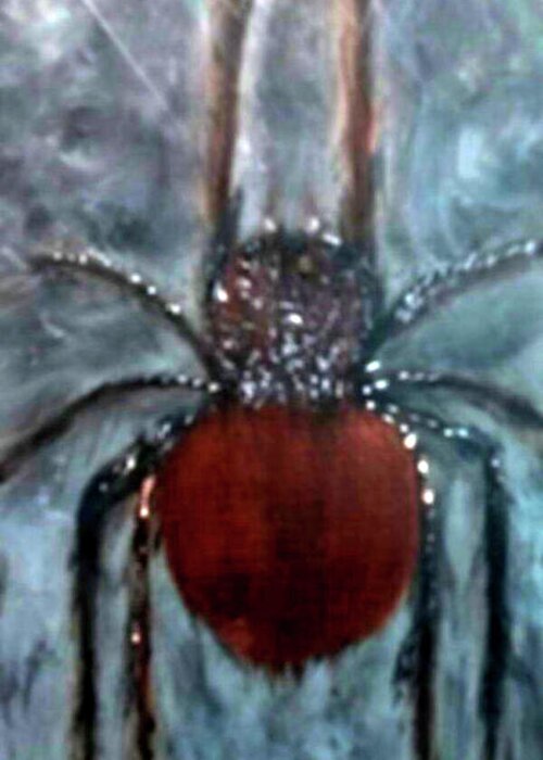Ugly Greeting Card featuring the painting Ugly Spider by Anna Adams