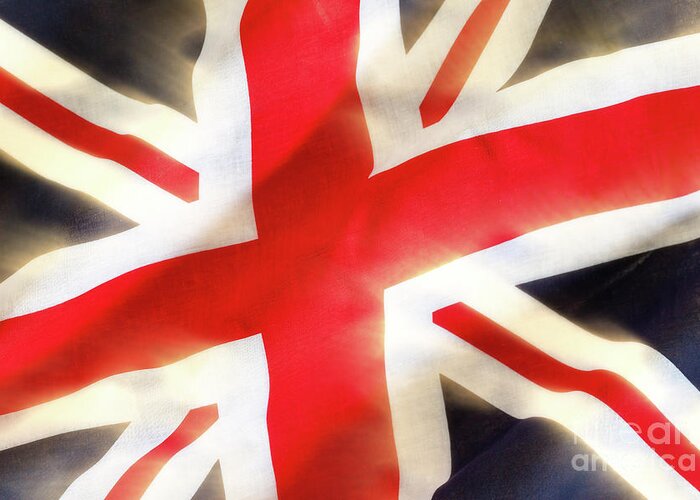 Flag Greeting Card featuring the photograph Union jack flag waving in the wind by Simon Bratt