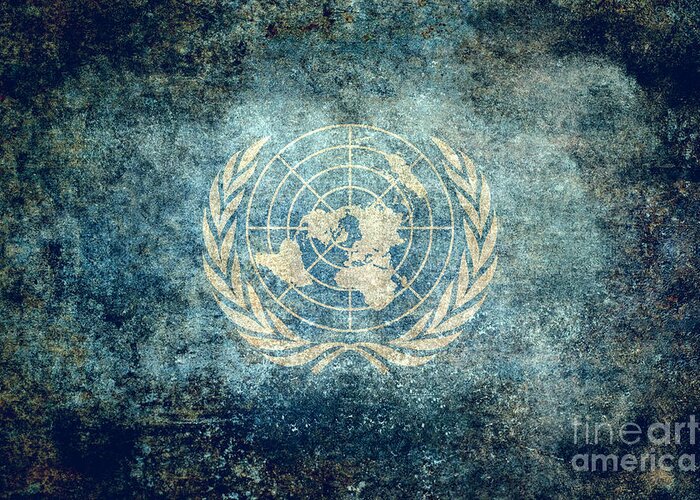 United Nations Greeting Card featuring the digital art United Nations Flag by Sterling Gold