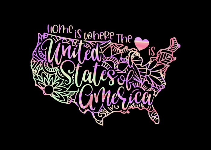 America Greeting Card featuring the digital art United States of America Holographic Mandala Maps by Sambel Pedes