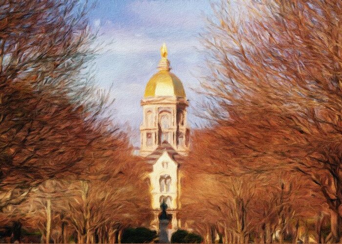 Notre Dame Greeting Card featuring the photograph University of Notre Dame in Autumn by Diane Lindon Coy