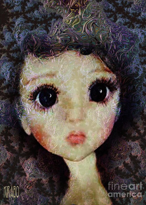 Dollface Greeting Card featuring the mixed media Untitled 2022-107 by Kira Bodensted