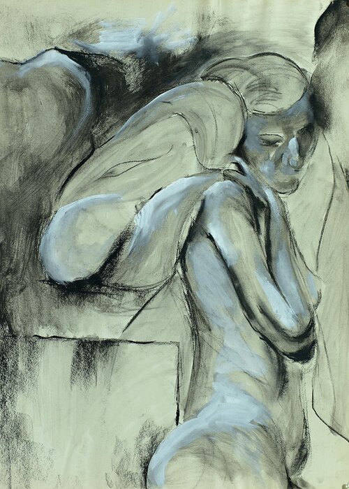 Female Greeting Card featuring the drawing Untitled_figure Study_def by Paul Vitko