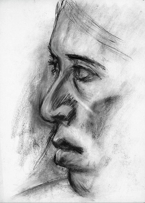 Face Greeting Card featuring the drawing Untitled_opq by Paul Vitko