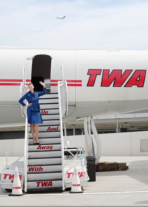 Twa Greeting Card featuring the photograph Up and Away with TWA by Sylvia Goldkranz