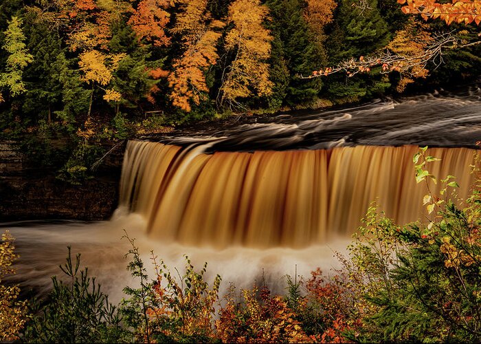 Upper Greeting Card featuring the photograph Upper Tahquamenon Falls in Autumn by William Christiansen