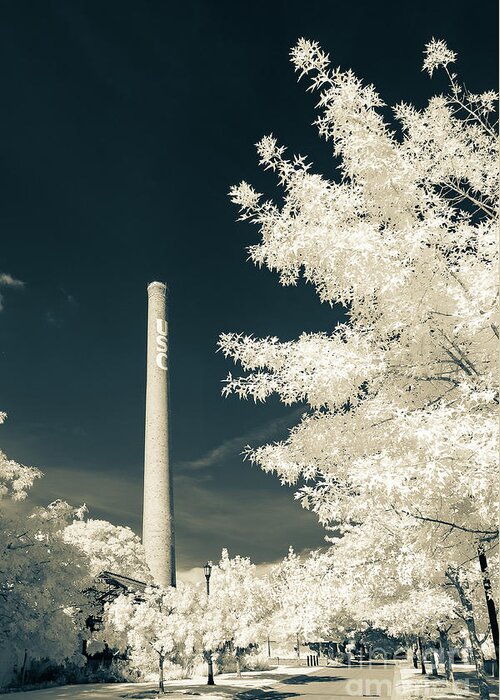 2016 Greeting Card featuring the photograph USC Smokestack Split Tone by Charles Hite