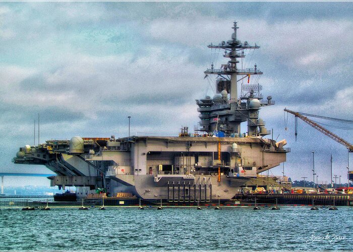 San Diego Greeting Card featuring the photograph USS Midway Aircraft Carrier by Barbara Zahno
