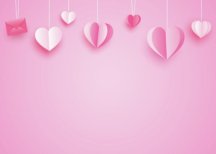 Valentines day background for greeting cards with paper hearts h Greeting  Card by Km Tan