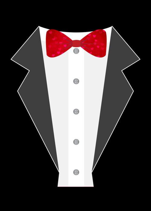 Cool Greeting Card featuring the digital art Valentines Day Heart Bow Tie Tuxedo Costume by Flippin Sweet Gear