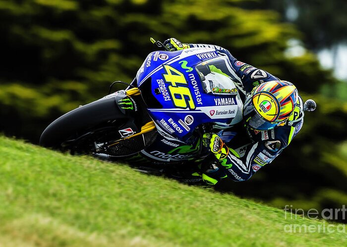 Grand Prix Of Australia Greeting Card featuring the photograph Valentino Rossi Lukey Heights Phillip Island 2014 by Tony Goldsmith