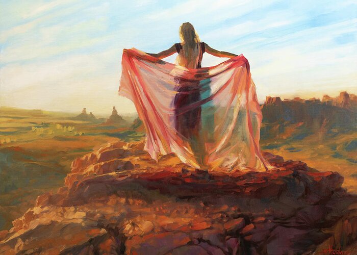 Southwest Greeting Card featuring the painting Valley of the Goddess by Steve Henderson