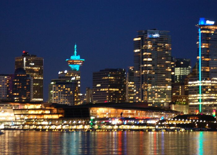 Vancouver Greeting Card featuring the photograph Vancouver at night by James Cousineau