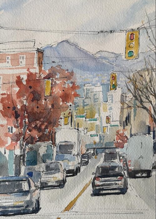 Cityscape Greeting Card featuring the painting Vancouver by Sheila Romard